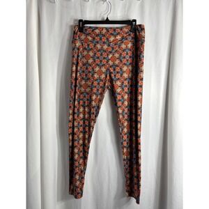 LuLaRoe‎ Tall and Curvy Leggings Orange Blue Floral Print